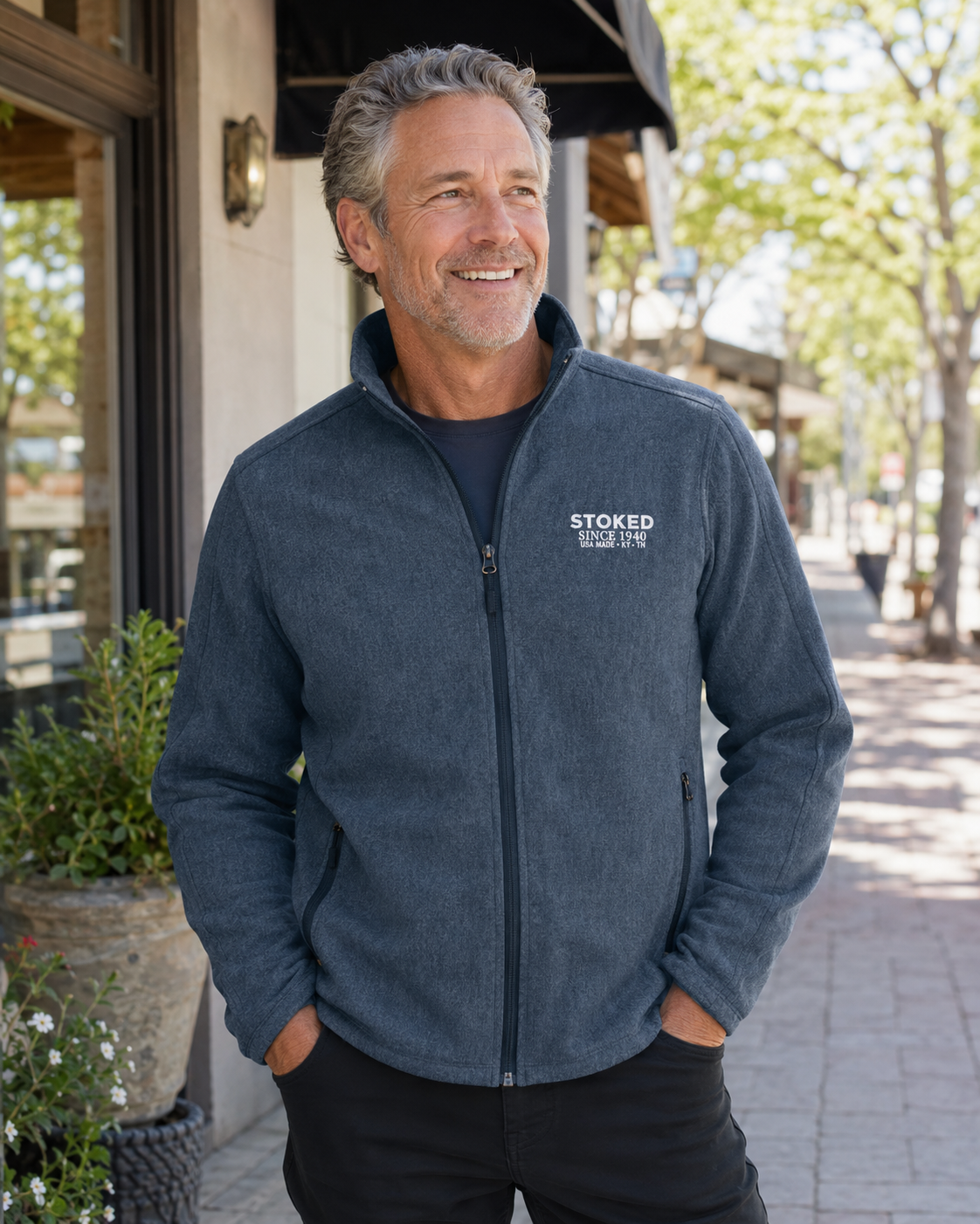 Bobby Stoker Full Zip Knit Jacket - Navy